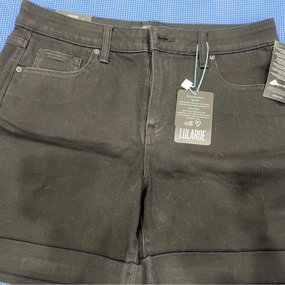 LuLaRoe Black Jean Shorts with Cuffed Hem